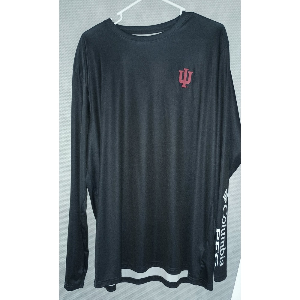Columbia PFG Indiana Hoosiers Mens XL Black Long Sleeve Fishing Shirt IU Flag